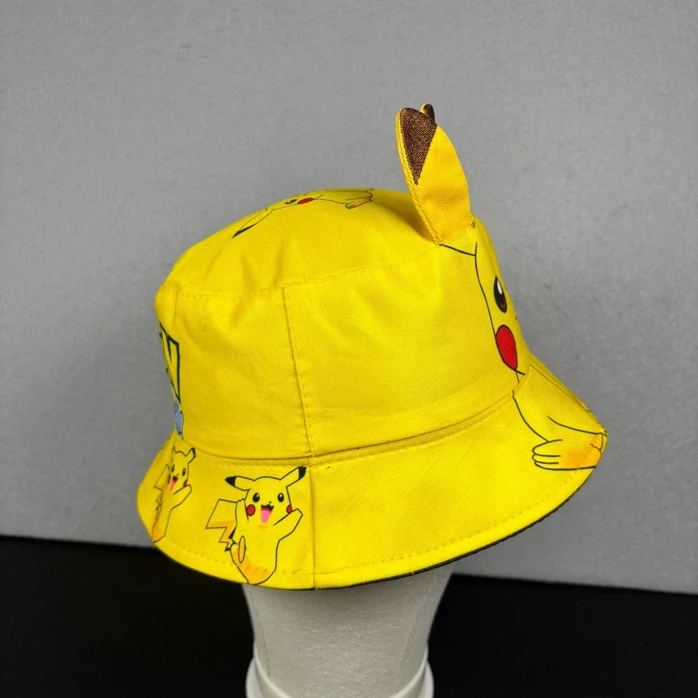 Pokemon Pikachu Kids Bucket Hat Yellow Childrens Youth Sun Cap 3D Ears OSFM